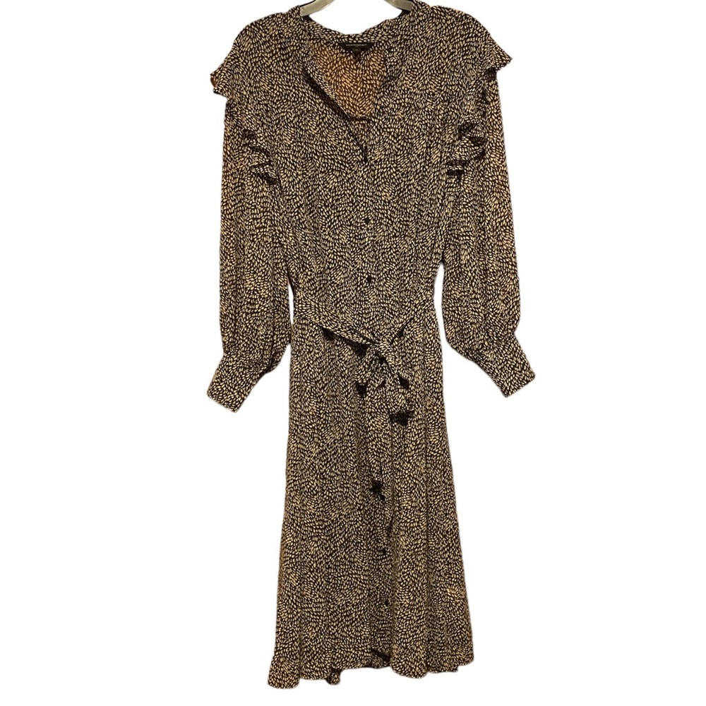 Banana Republic silky semi sheer dress with slip ruffle sleeves lightweight